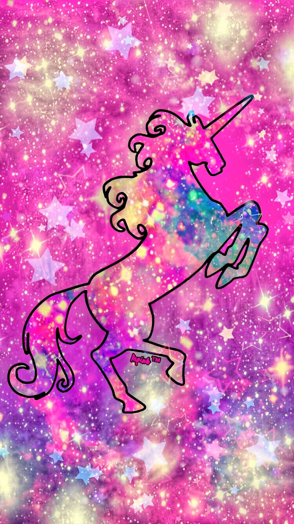 Colorful Galaxy Unicorn Line Art Wallpaper