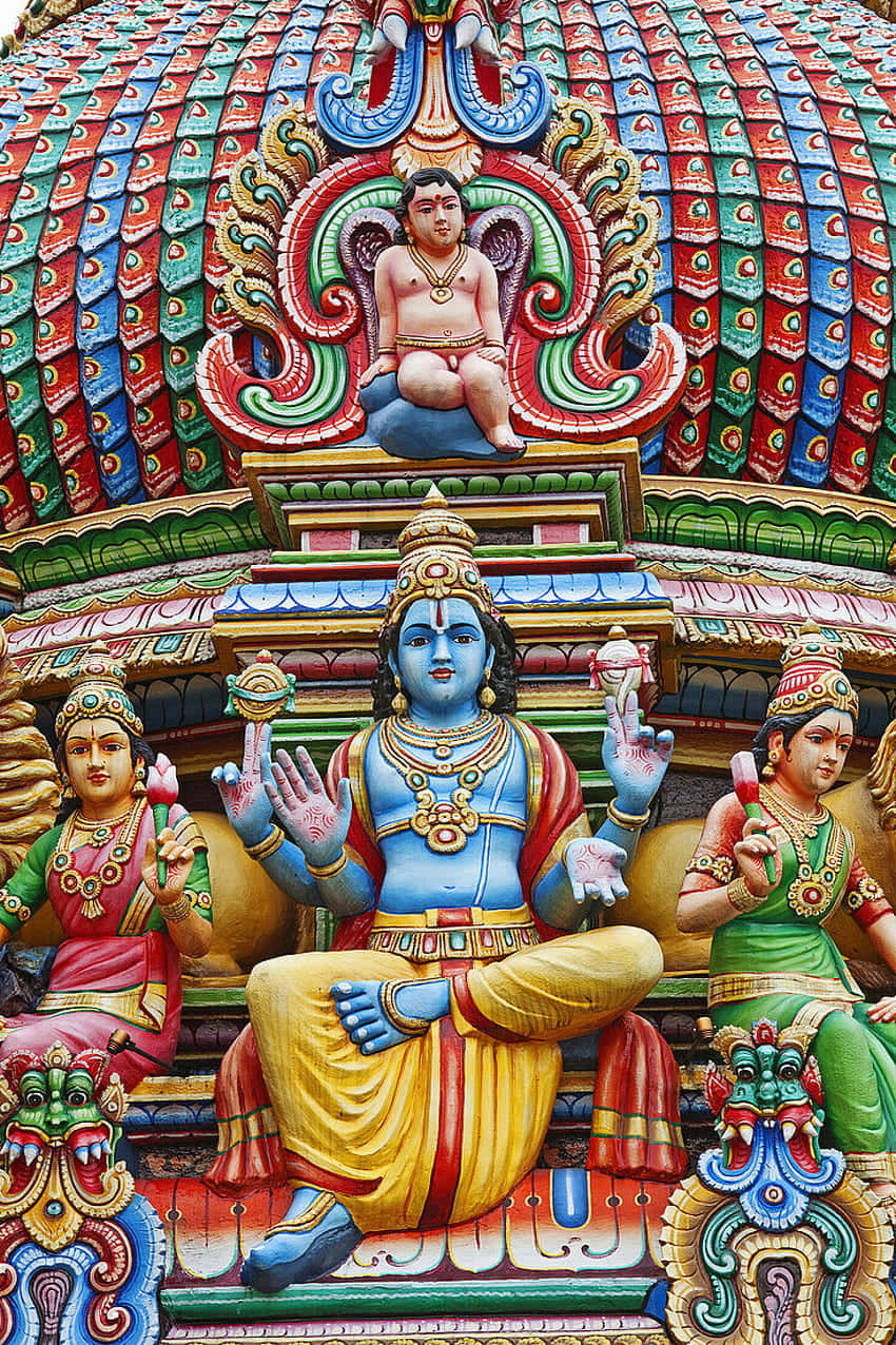 Colorful_ Hindu_ Deities_ Sculpture Wallpaper