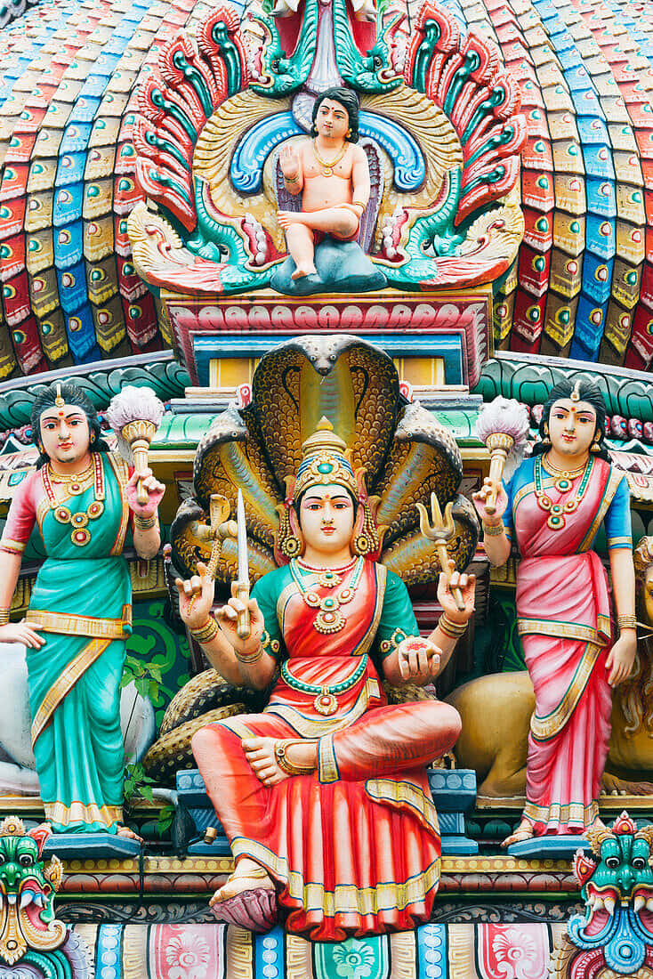 Colorful_ Hindu_ Deity_ Sculptures Wallpaper