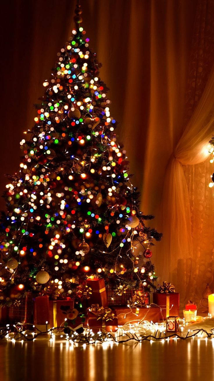 Colorful Lights Christmas Tree Wallpaper