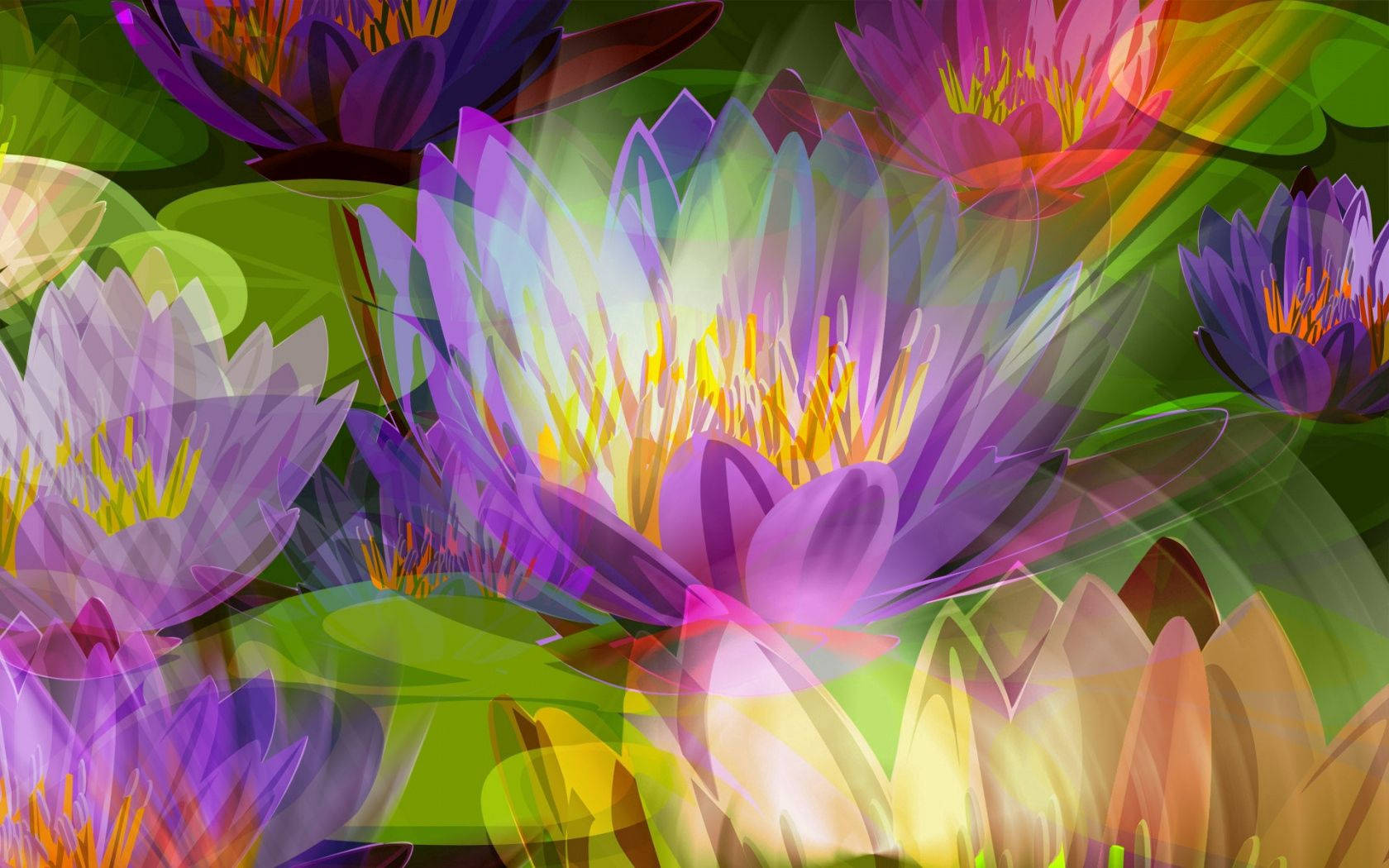 Colorful Lotus Art Wallpaper