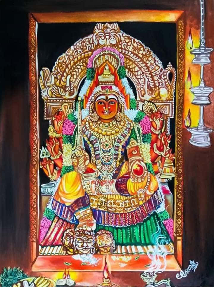 Colorful Mariamman Painting Wallpaper