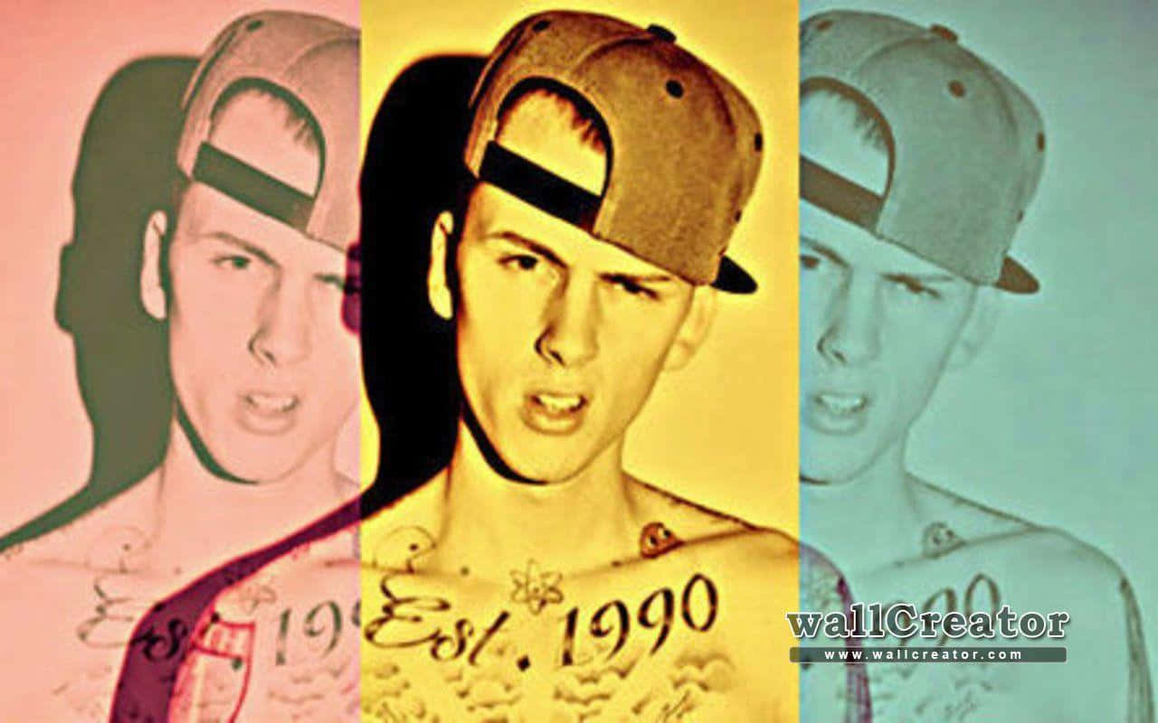 Colorful Mgk With Cap Wallpaper