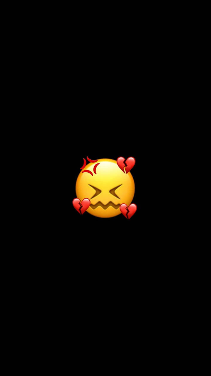 Confounded Emoji With Broken Heart Black Wallpaper