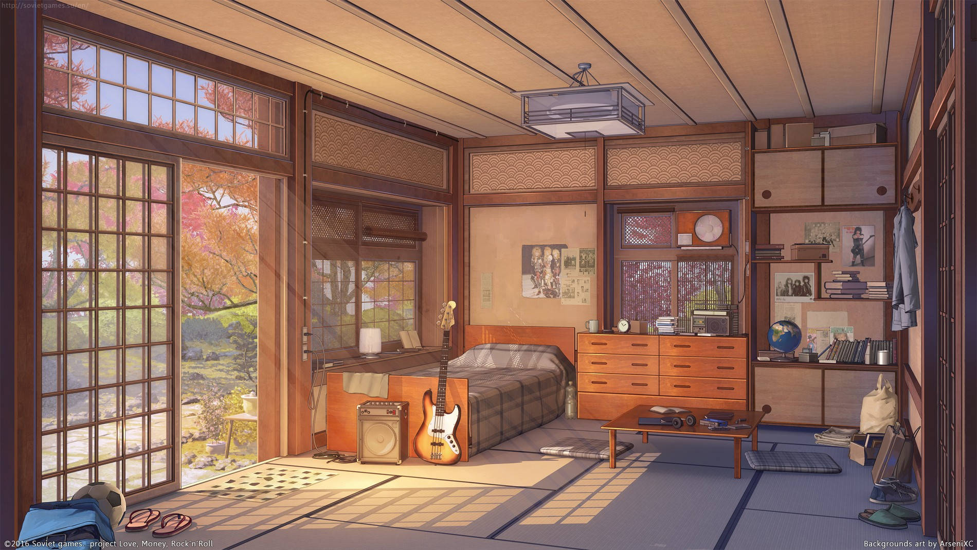 Conventional Style Anime Bedroom Wallpaper