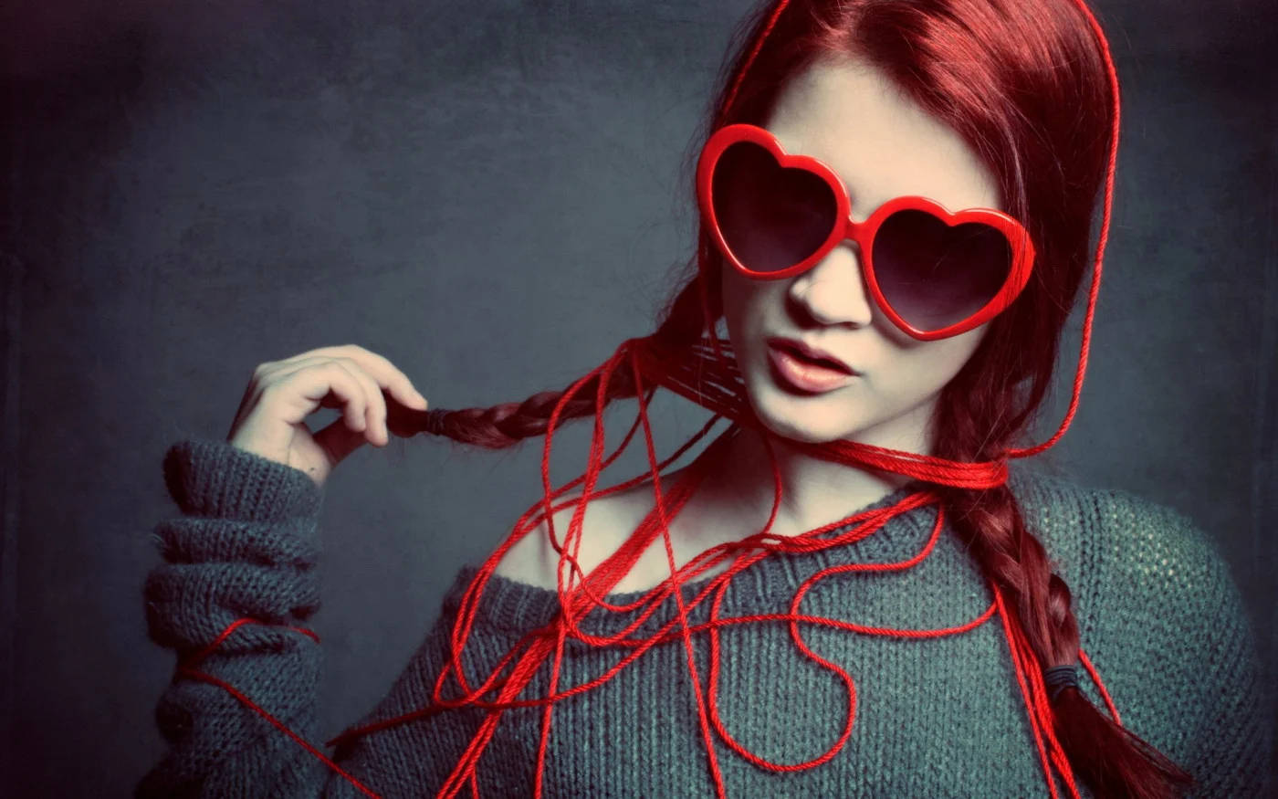 Cool Attitude Girl With Braided Red Hair Wallpaper