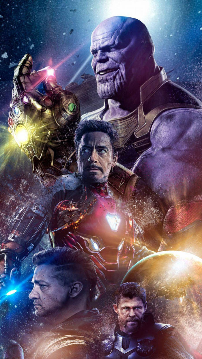 Cool Avengers Iron Man, Hawkeye, Thor, And Thanos Wallpaper