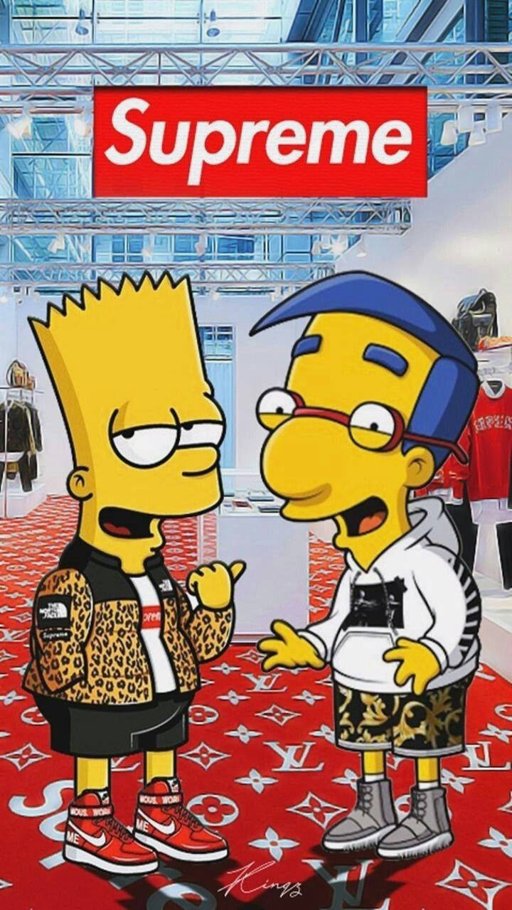 Cool Bart Simpson And Milhouse Supreme Wallpaper