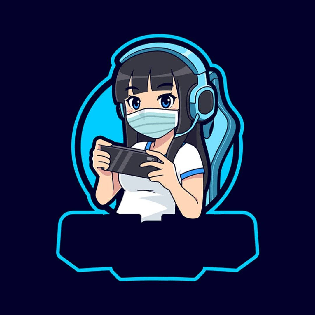 Cool Blue Girl Gamer Logo Wallpaper