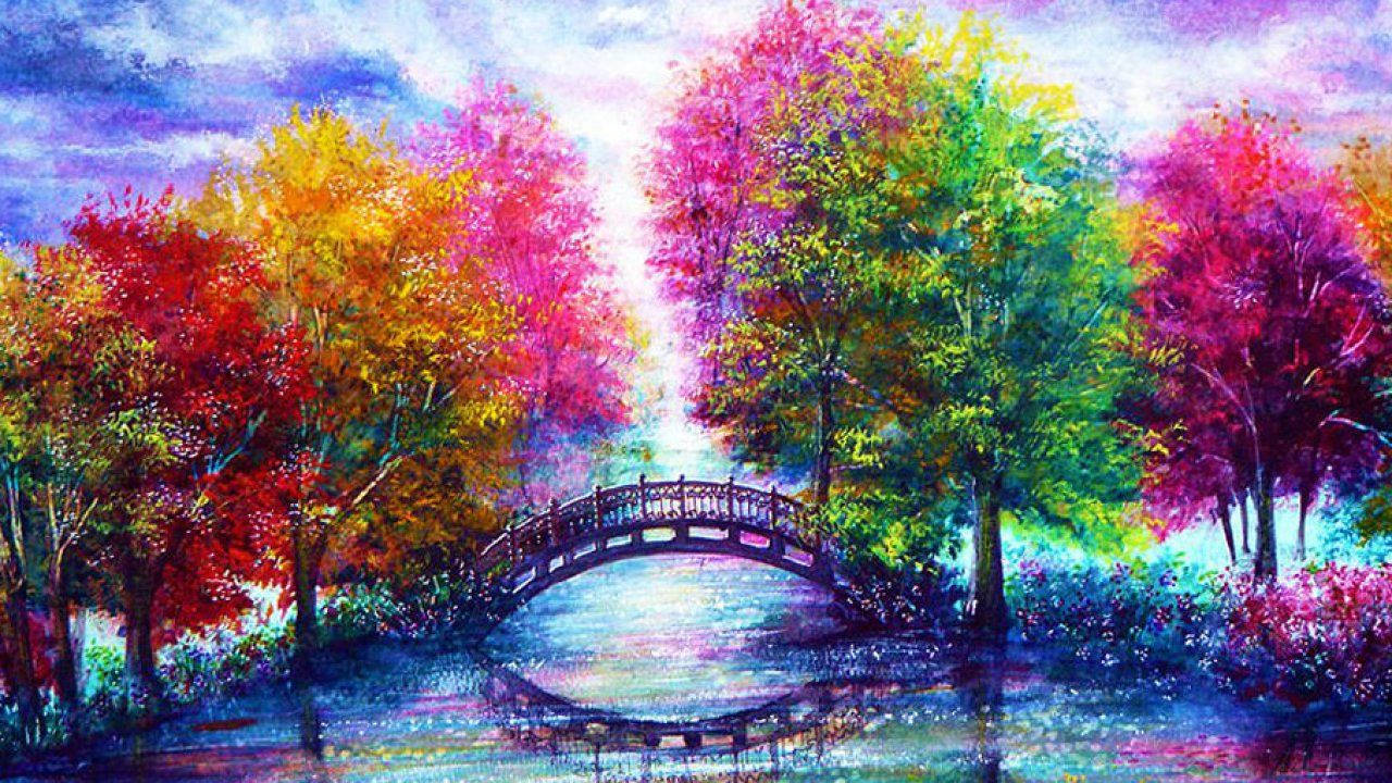 Cool Colorful Painting Of Forest Wallpaper