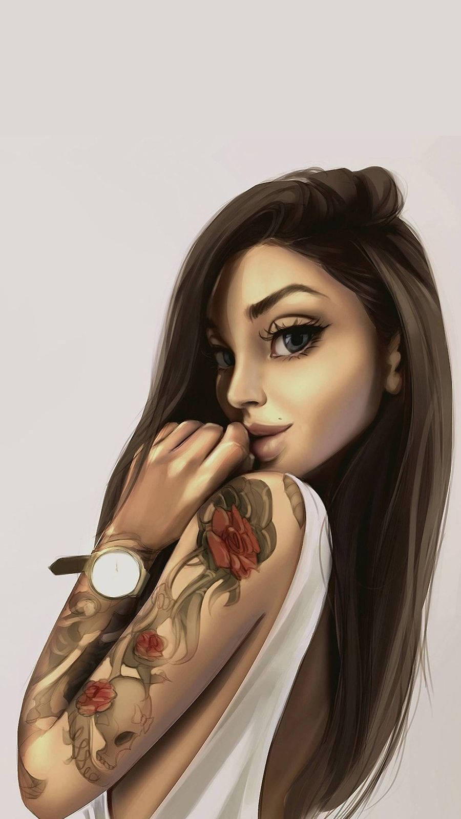 Cool Girl Cartoon With Tattoos Wallpaper