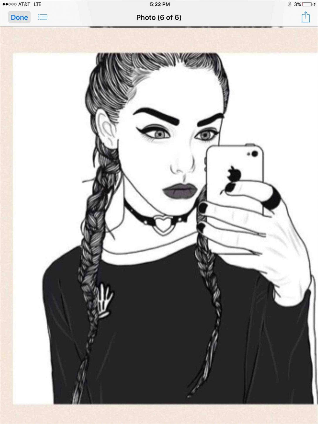 Cool Girl Selfie Drawing Wallpaper