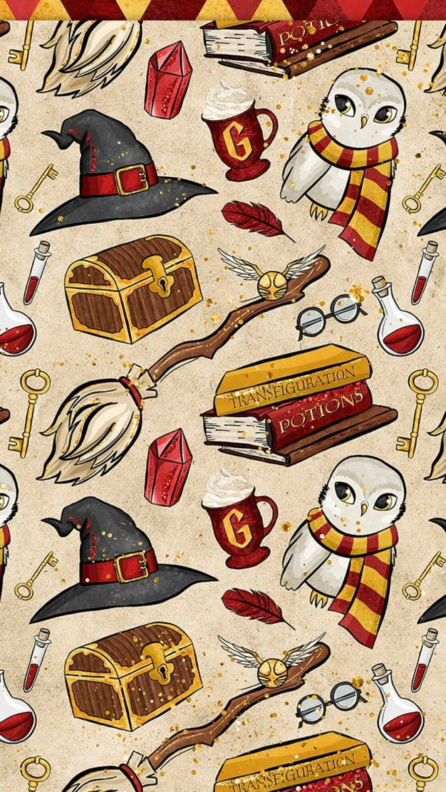 Cool Harry Potter Gryffindor Art Pattern Wallpaper