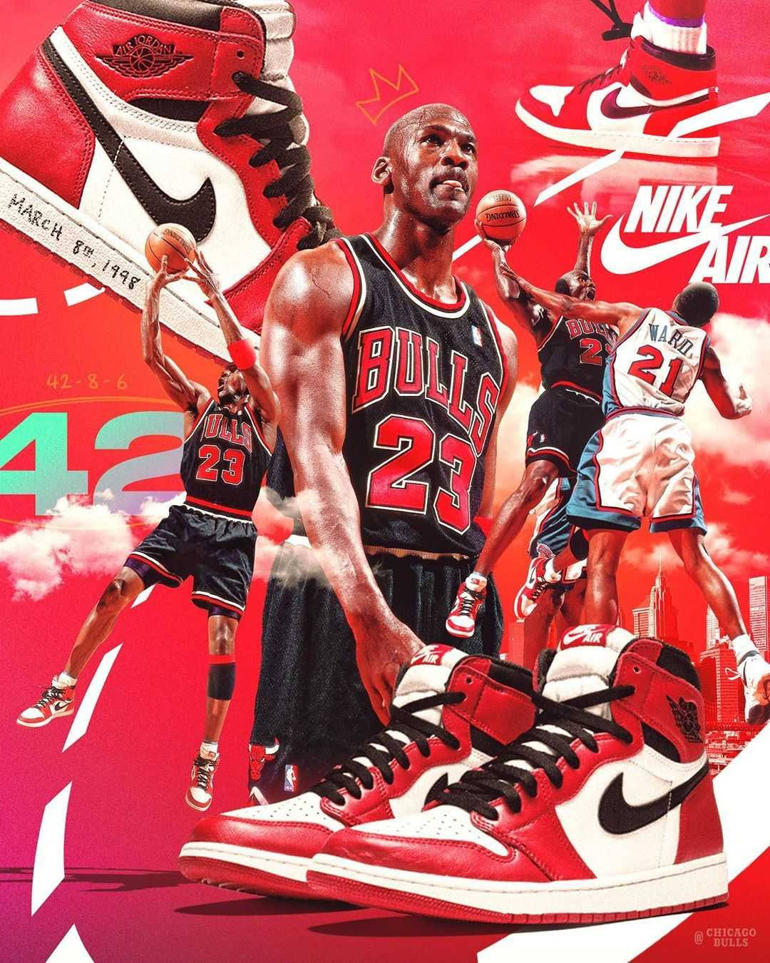 Cool Jordan In Black Jersey Collage Wallpaper