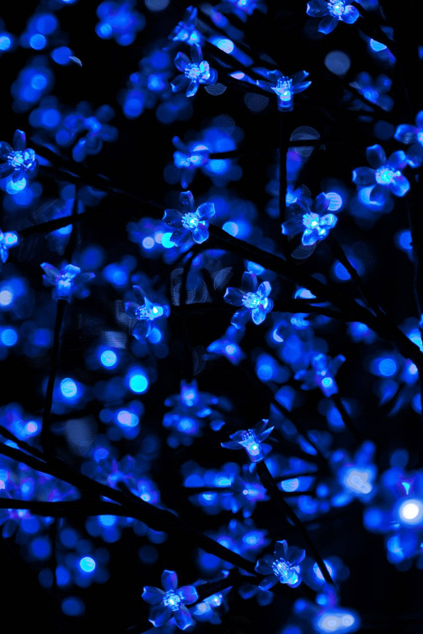 Cool Neon Blue Flowers Wallpaper