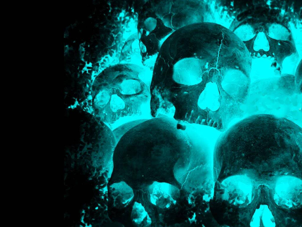 Cool Neon Blue Skeletons Wallpaper