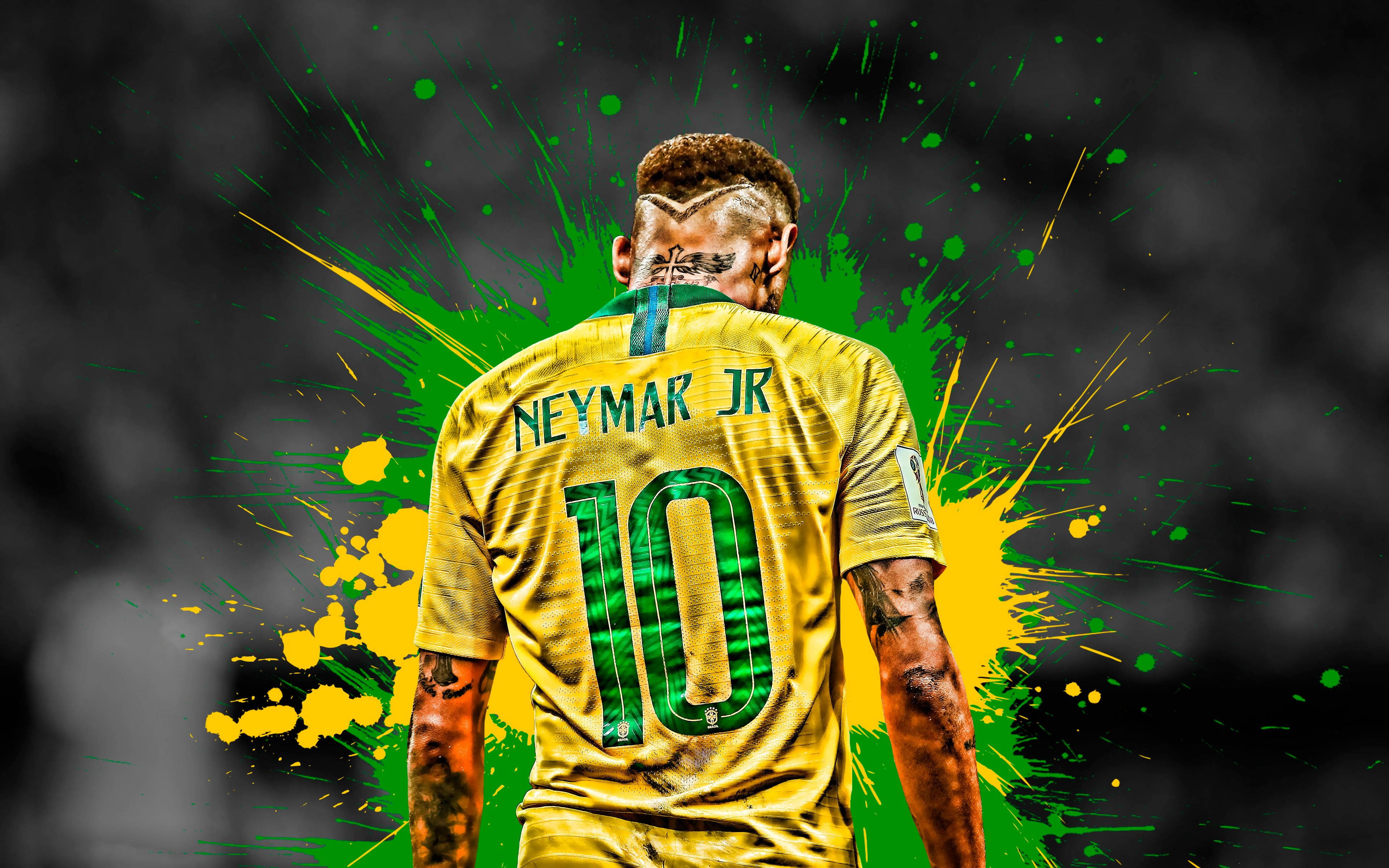 Cool Neymar Jr Green Yellow Splash Wallpaper