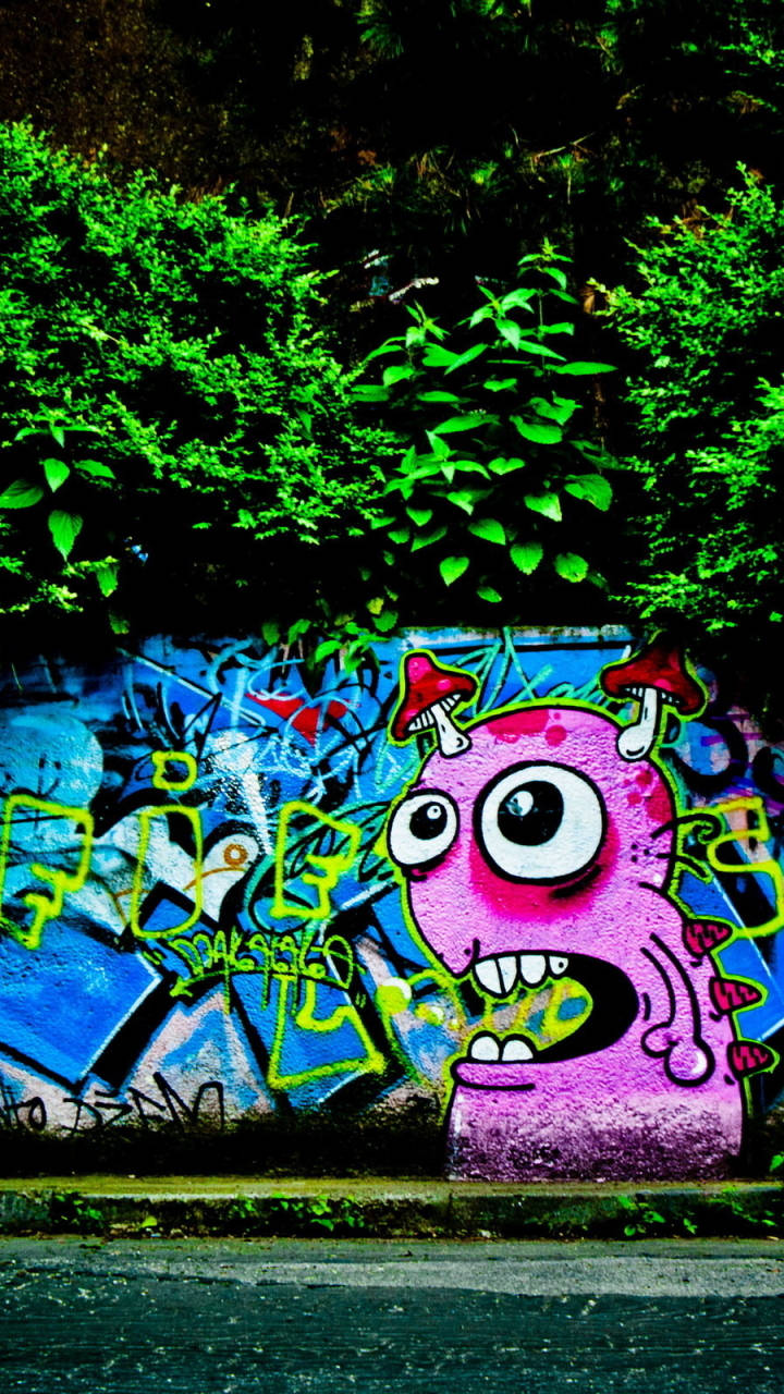 Cool Pink And Blue Graffiti Iphone Wallpaper