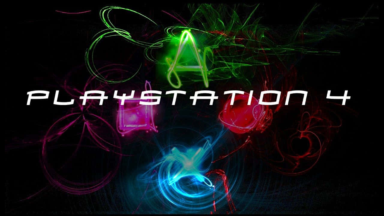 Cool Ps4 With Large Controller Icons In Bright Neon Colors Wallpaper