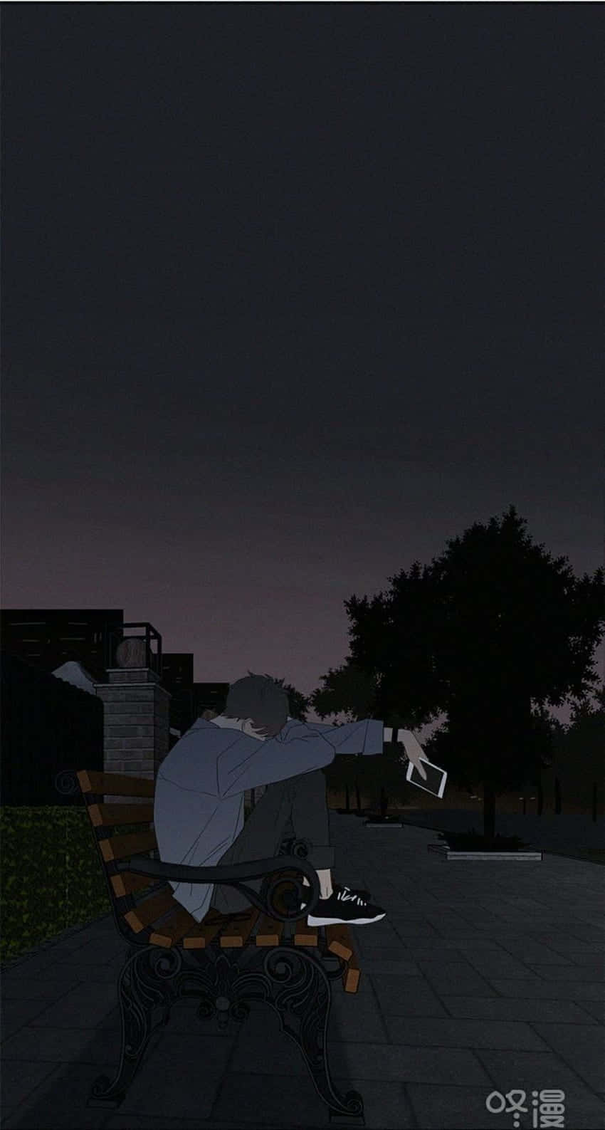 Cool Sad Boy Sitting On Bench Wallpaper