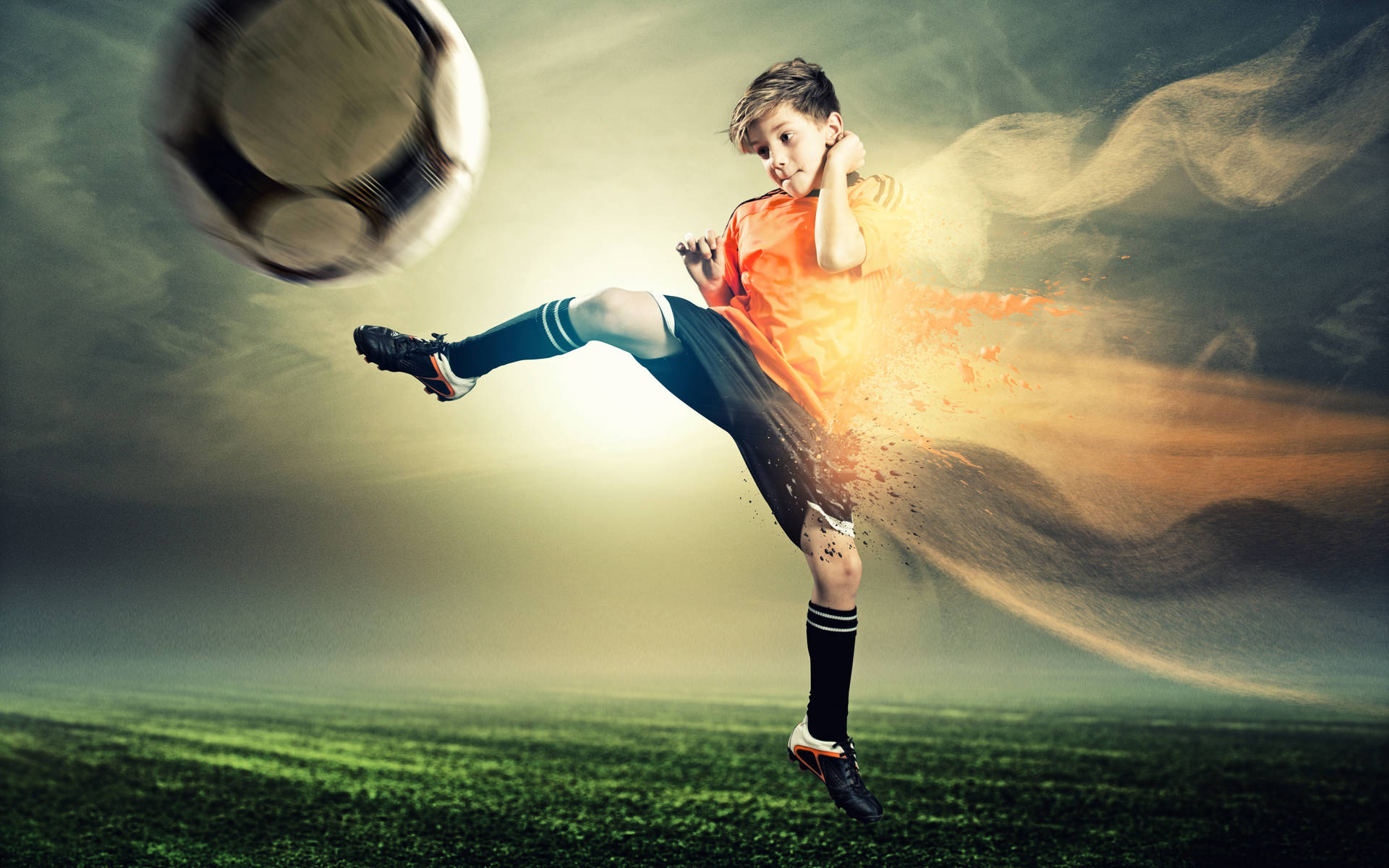 Cool Soccer Desktop Kid Disintegrating Wallpaper