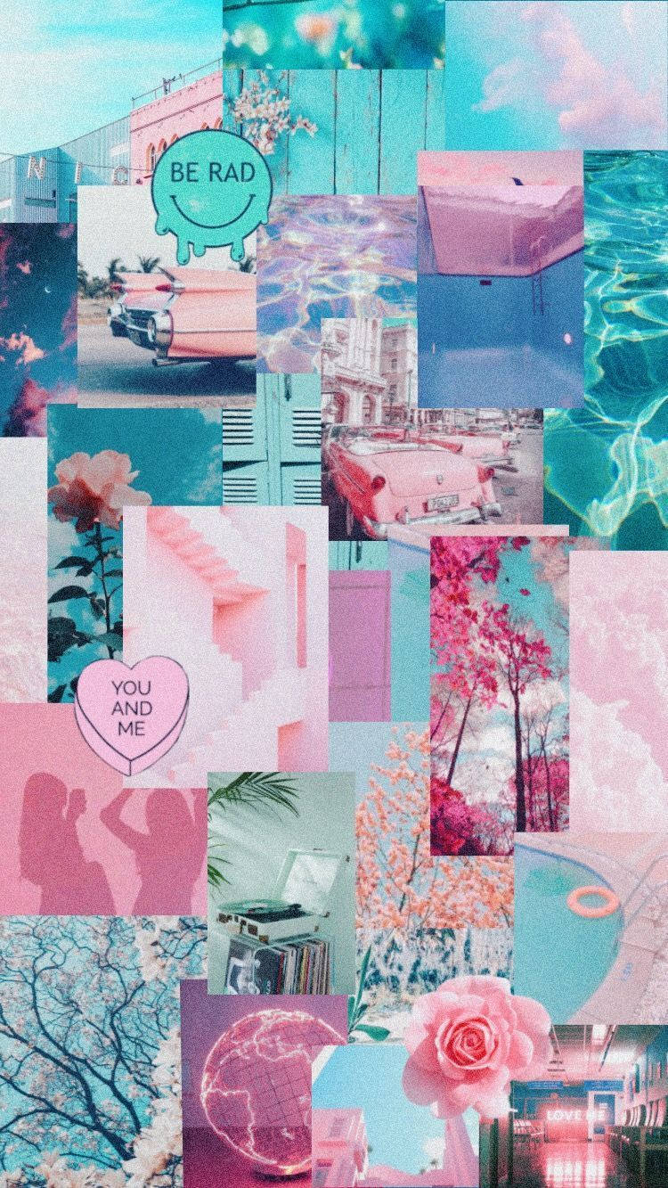 Cool Summer Pastel Aesthetic Collage Wallpaper