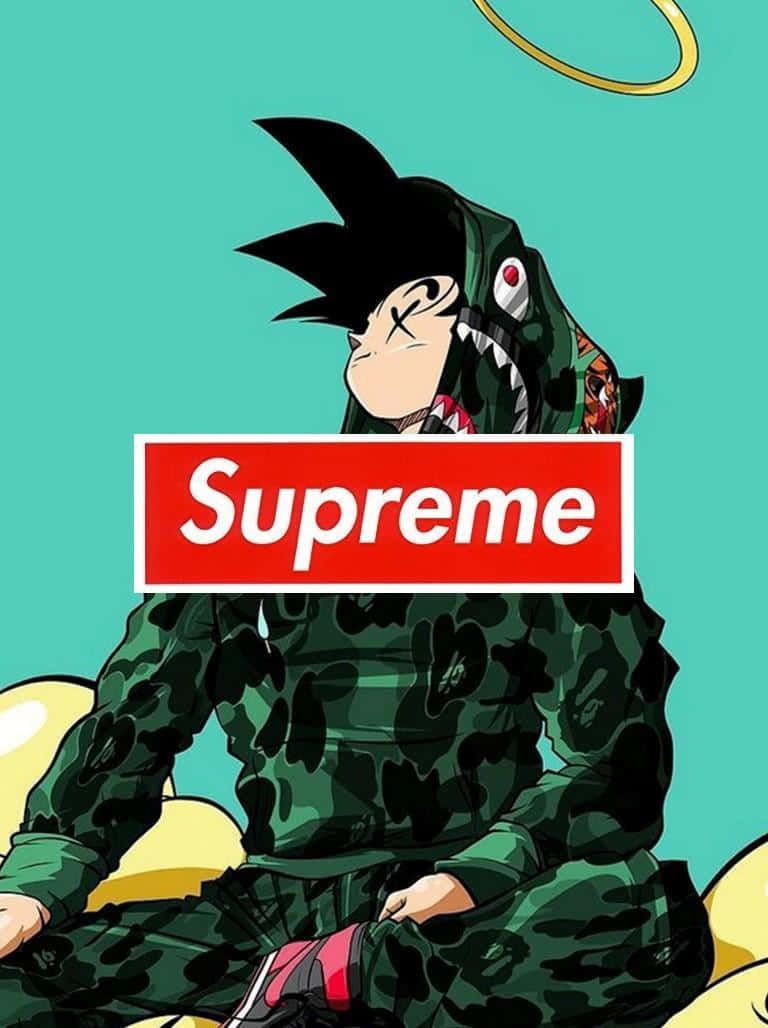 Cool Supreme Anime Dragon Ball Z Goku In Hoodie Wallpaper