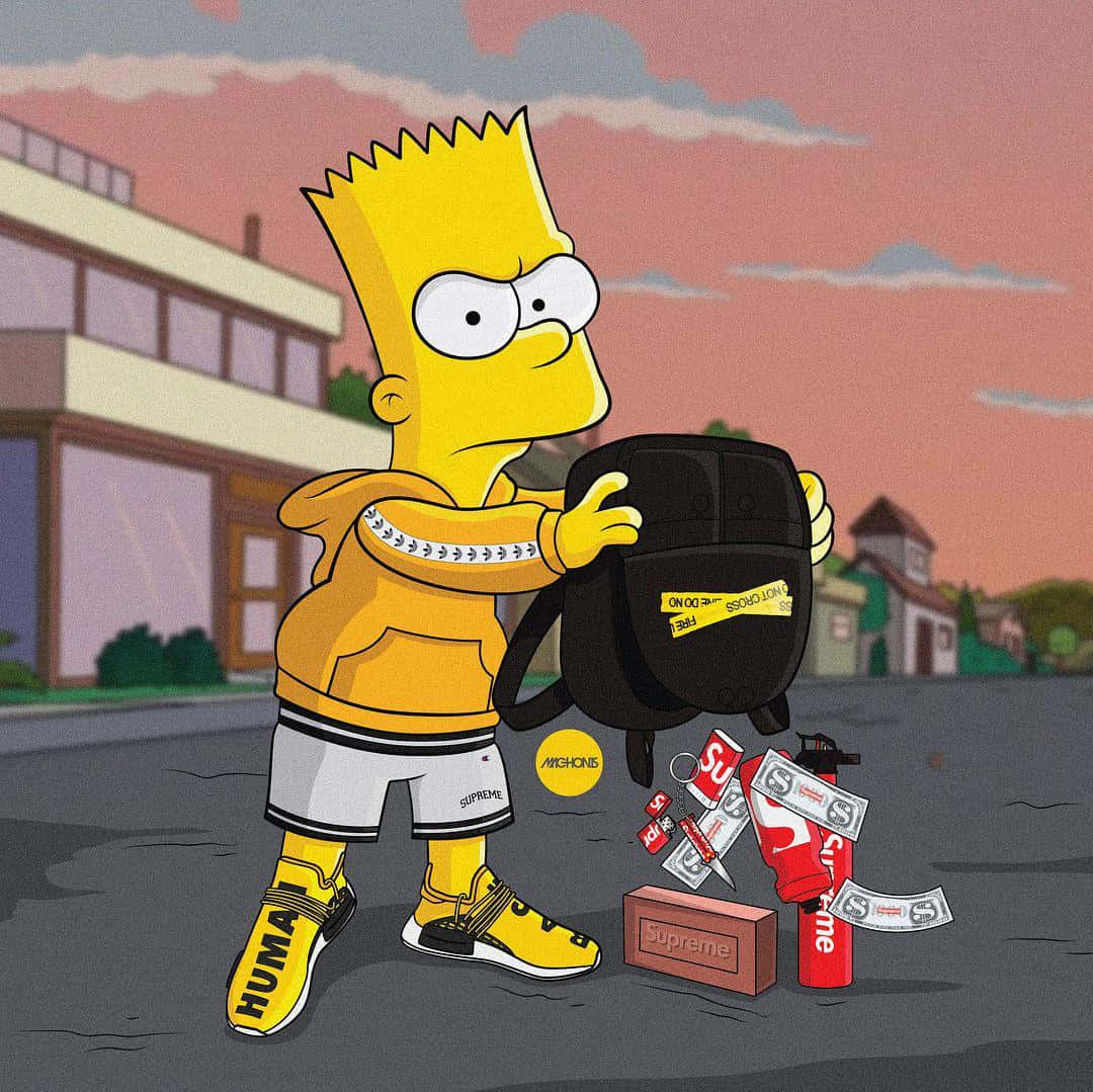 Cool Throwing Bart Simpson Supreme Wallpaper