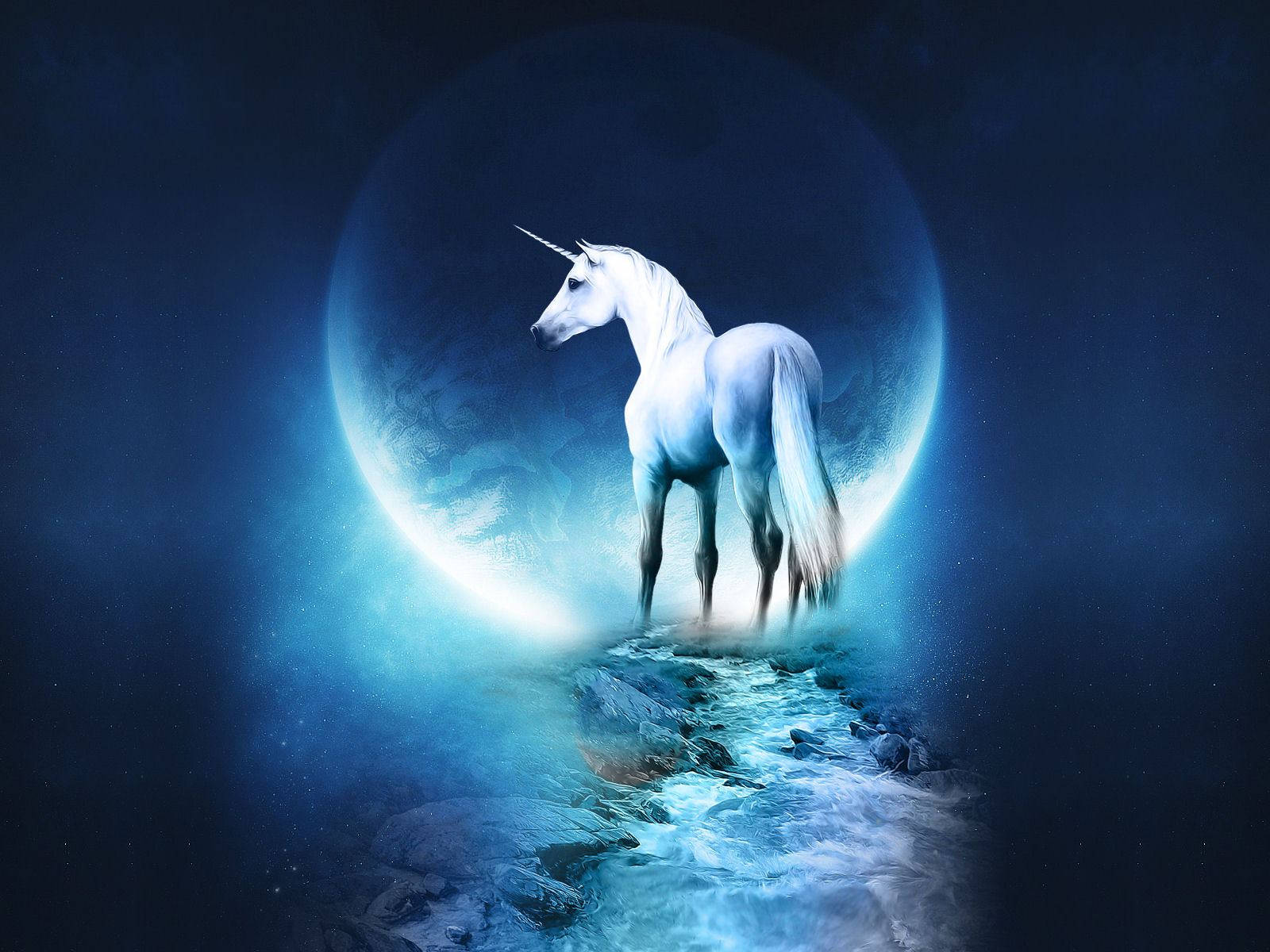 Cool Unicorn Blue Moon Wallpaper