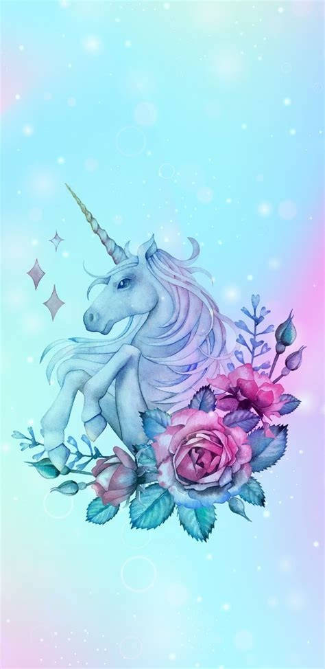 Cool Unicorn Drawing Blue Aesthetic Wallpaper