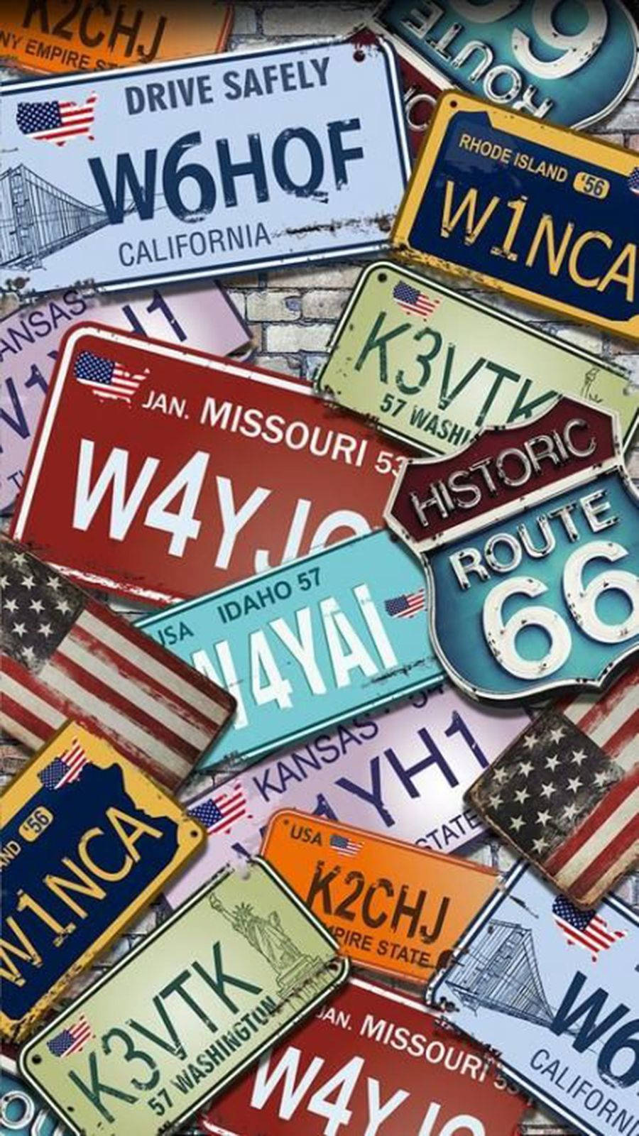 Cool Vintage Us License Plates Wallpaper