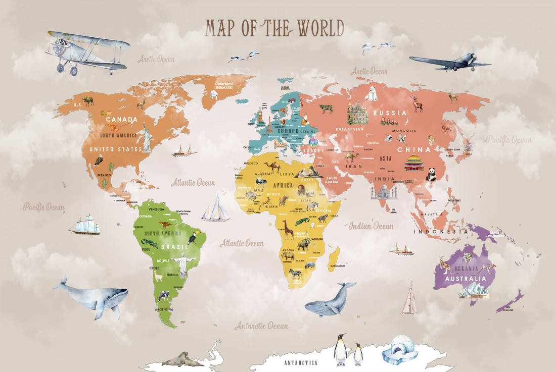 Countries Map Animals Wallpaper