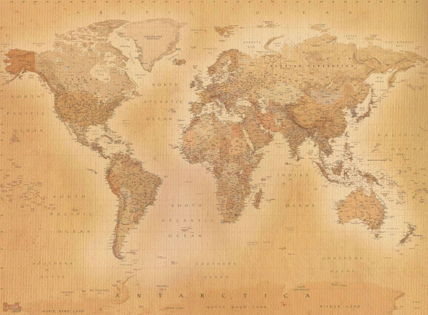 Countries Map Old Paper Wallpaper