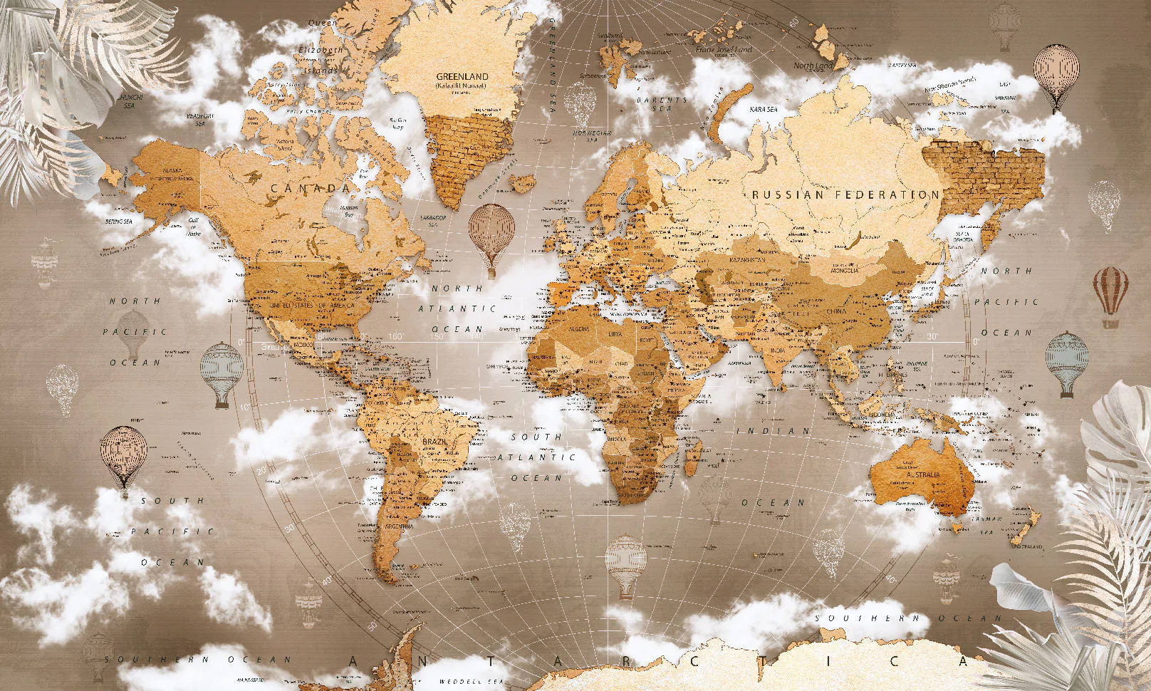 Countries Map Sky Theme Wallpaper