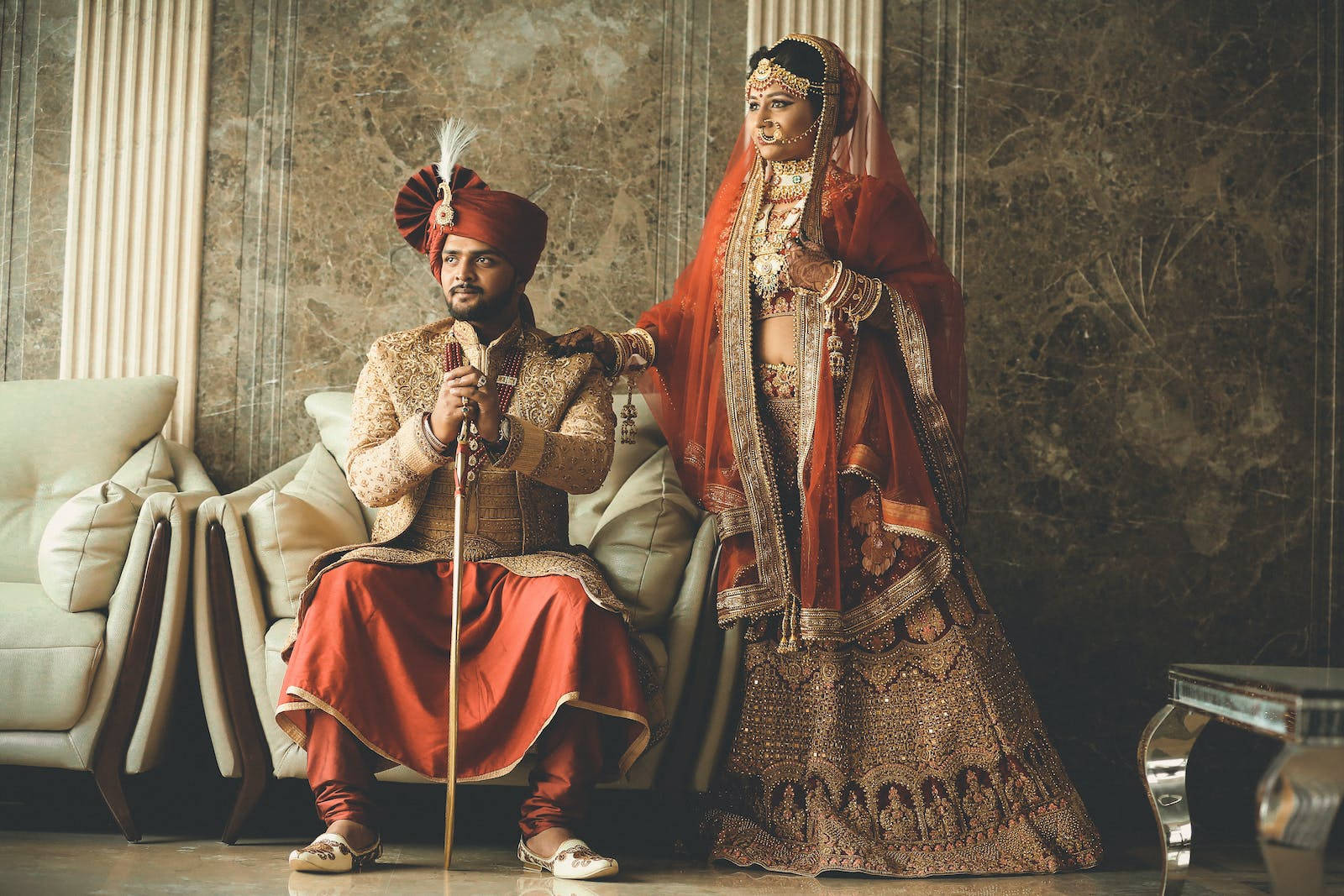 Couple Indian Wedding Traditional Clothing Wallpaper