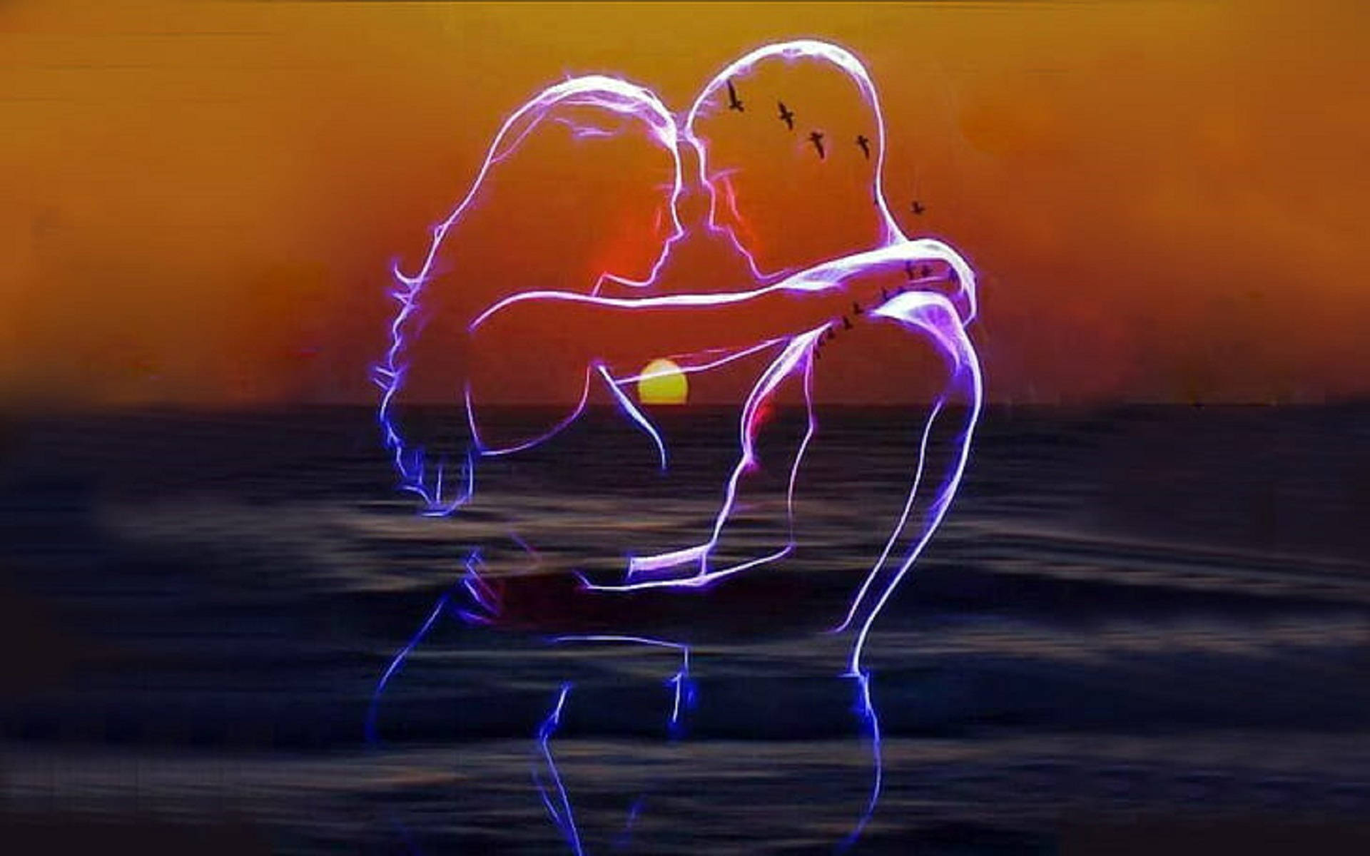 Couple Romantic Love Digital Art Wallpaper