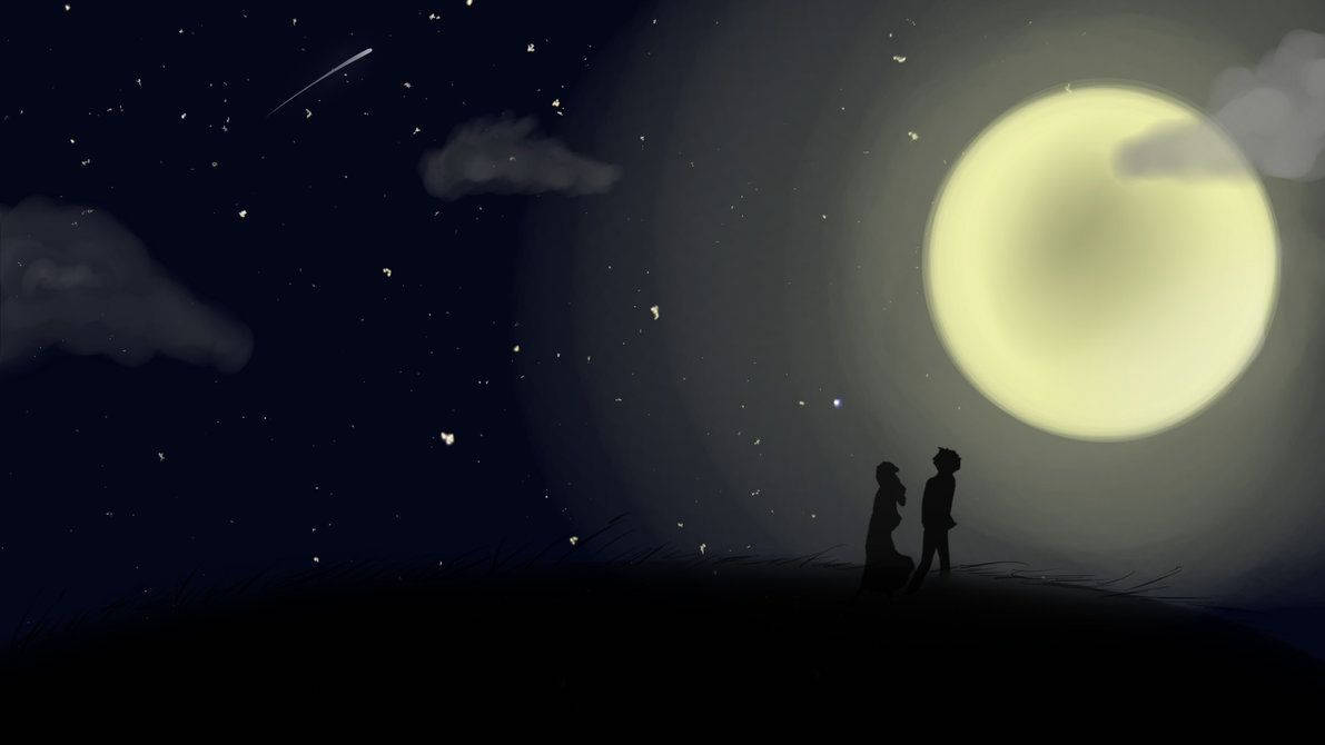 Couple Under The Moonlight Deviantart Wallpaper