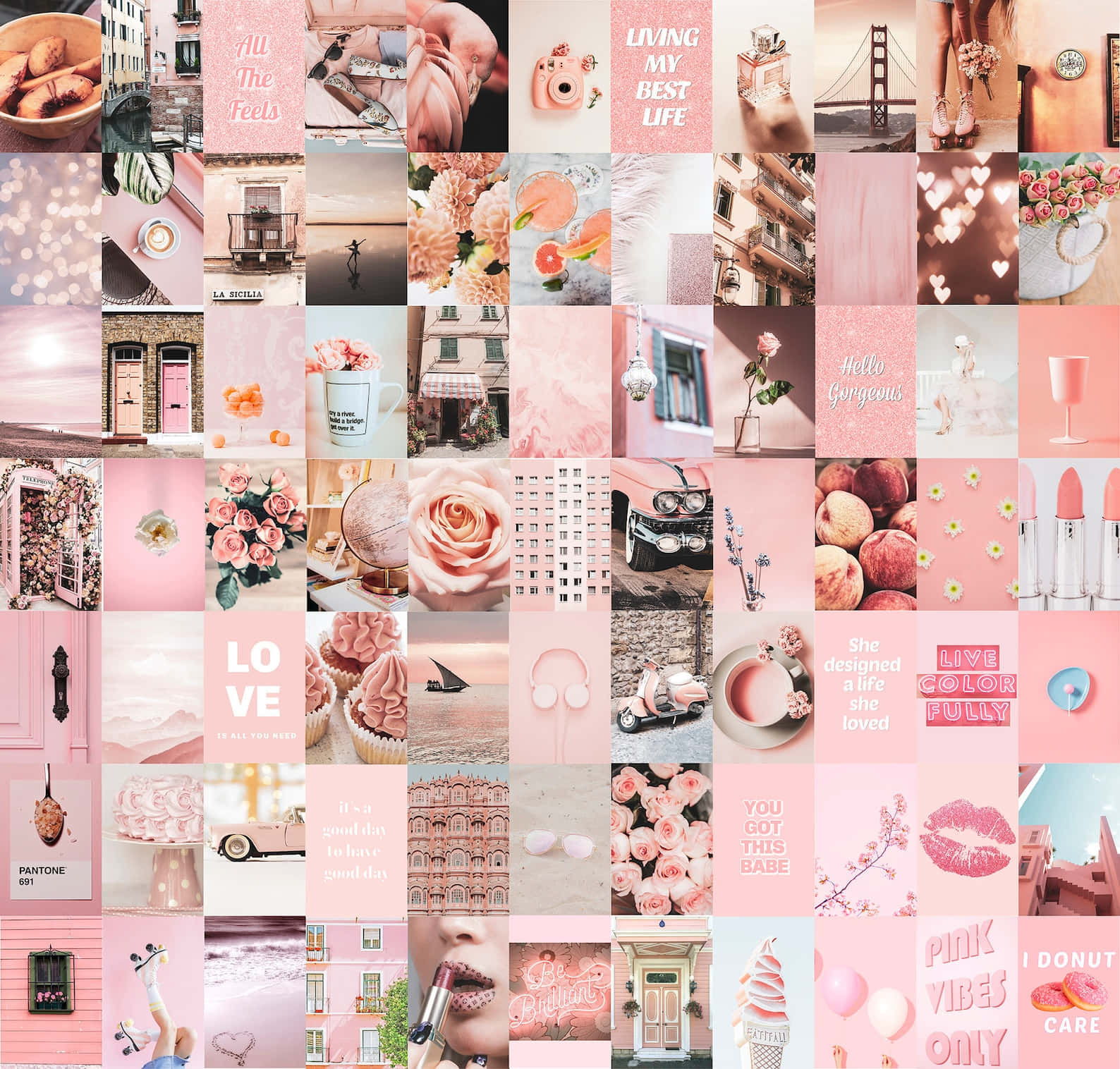 Creative And Colourful Pink Collage Wallpaper