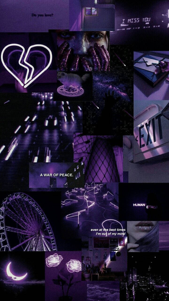 Creative Black And Purple Aesthetic Collage Wallpaper