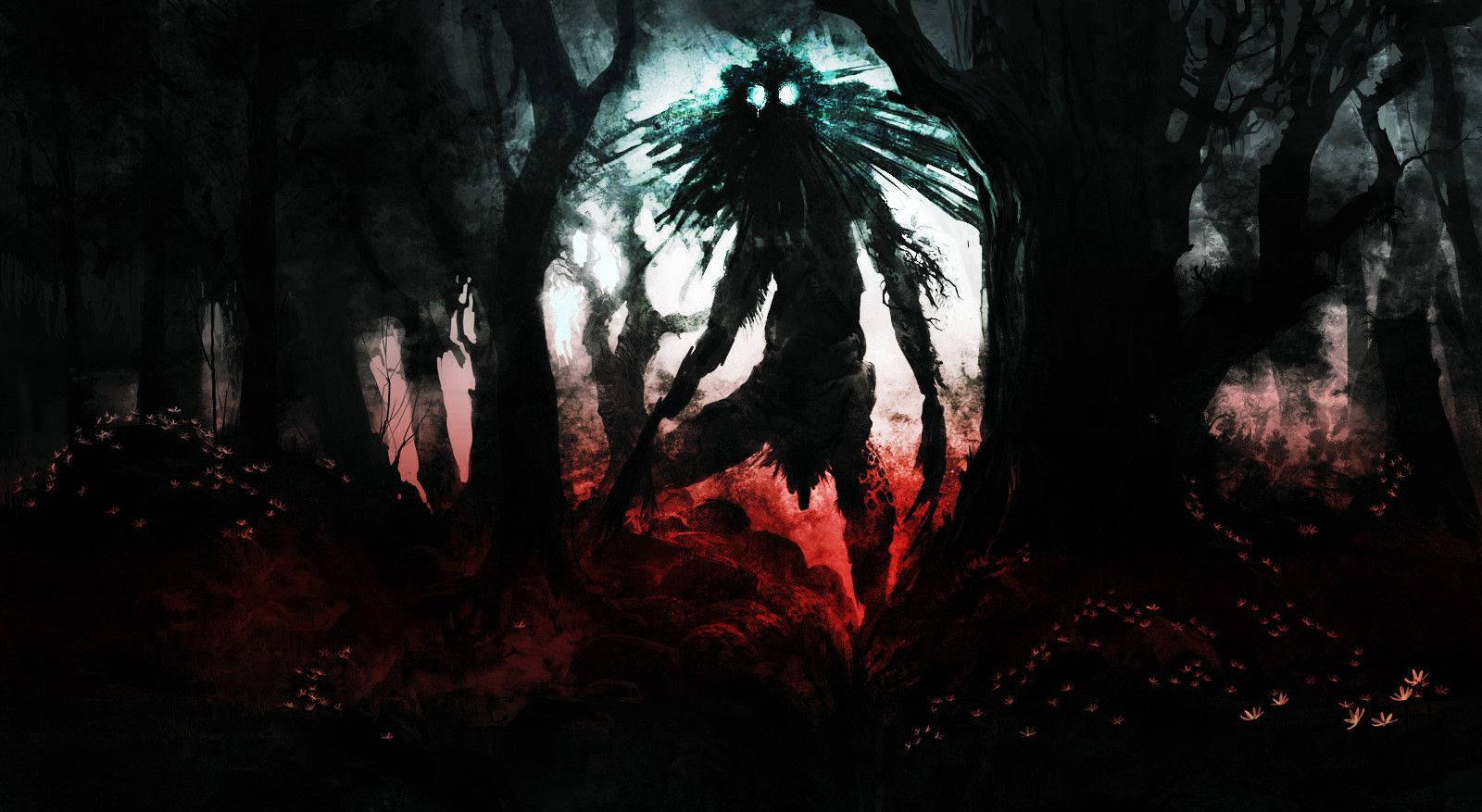 Creepy Forest Shadow Demon Wallpaper
