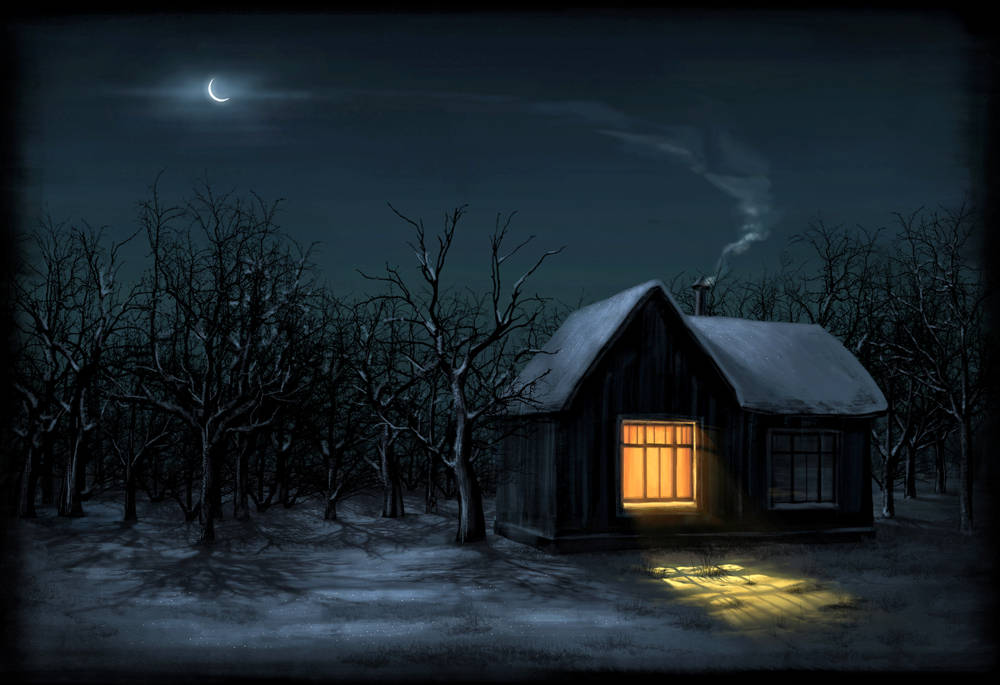 Creepy Winter House Wallpaper