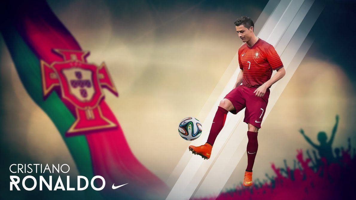 Cristiano Ronaldo Cool Portugal Team Logo Wallpaper