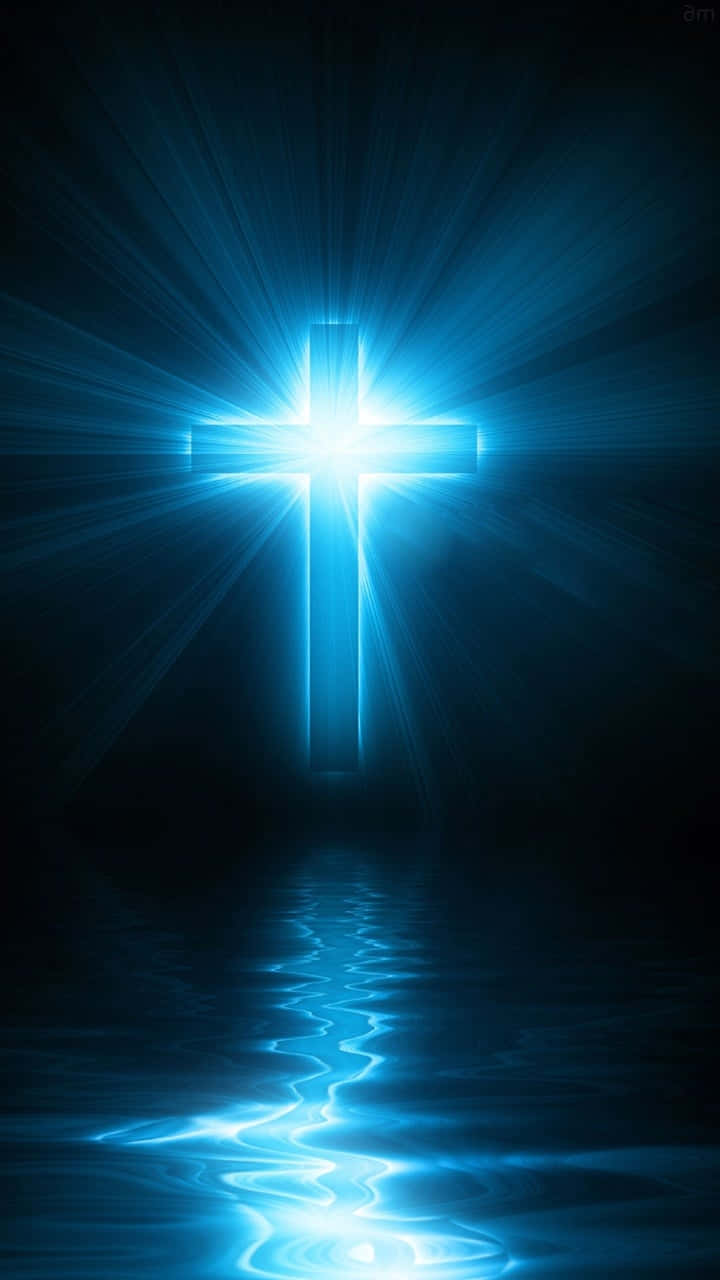 Cross Made Of Shining Stars And Hearts. Wallpaper