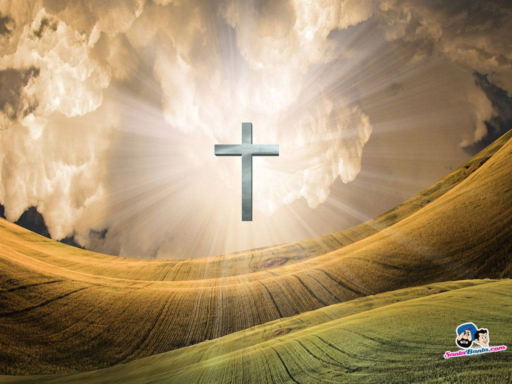 Cross Of The Christian God Floating And Glowing Wallpaper