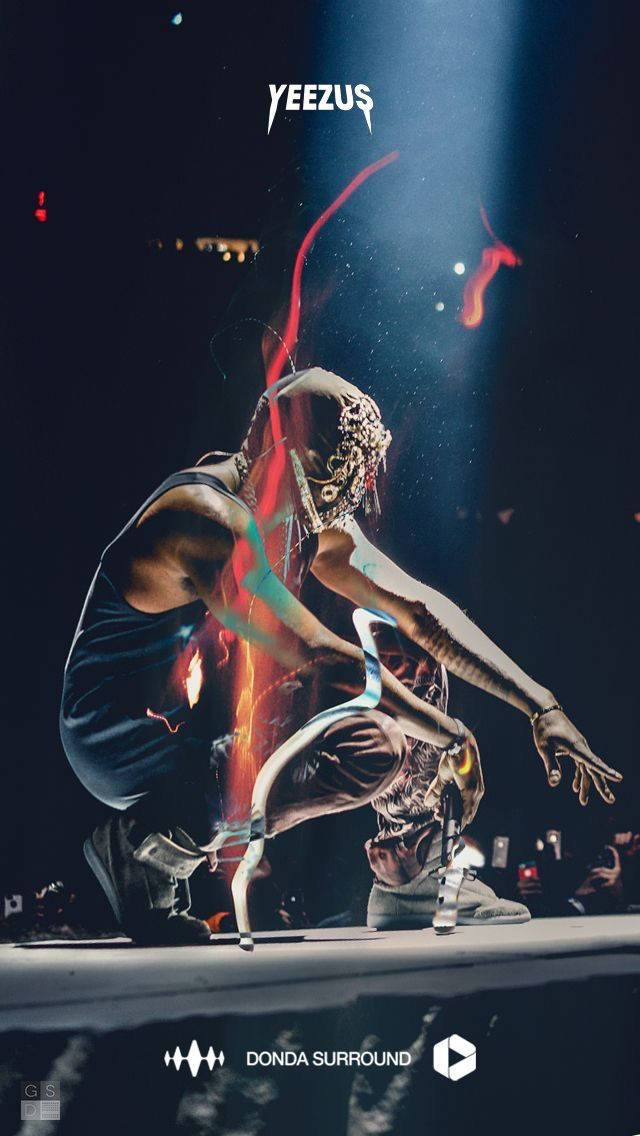 Crouched Kanye West Android Wallpaper