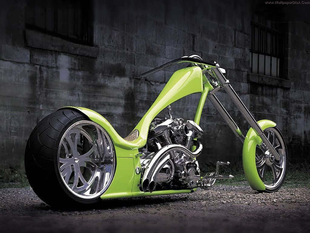 Custom Green Chopper Motorcycle Wallpaper