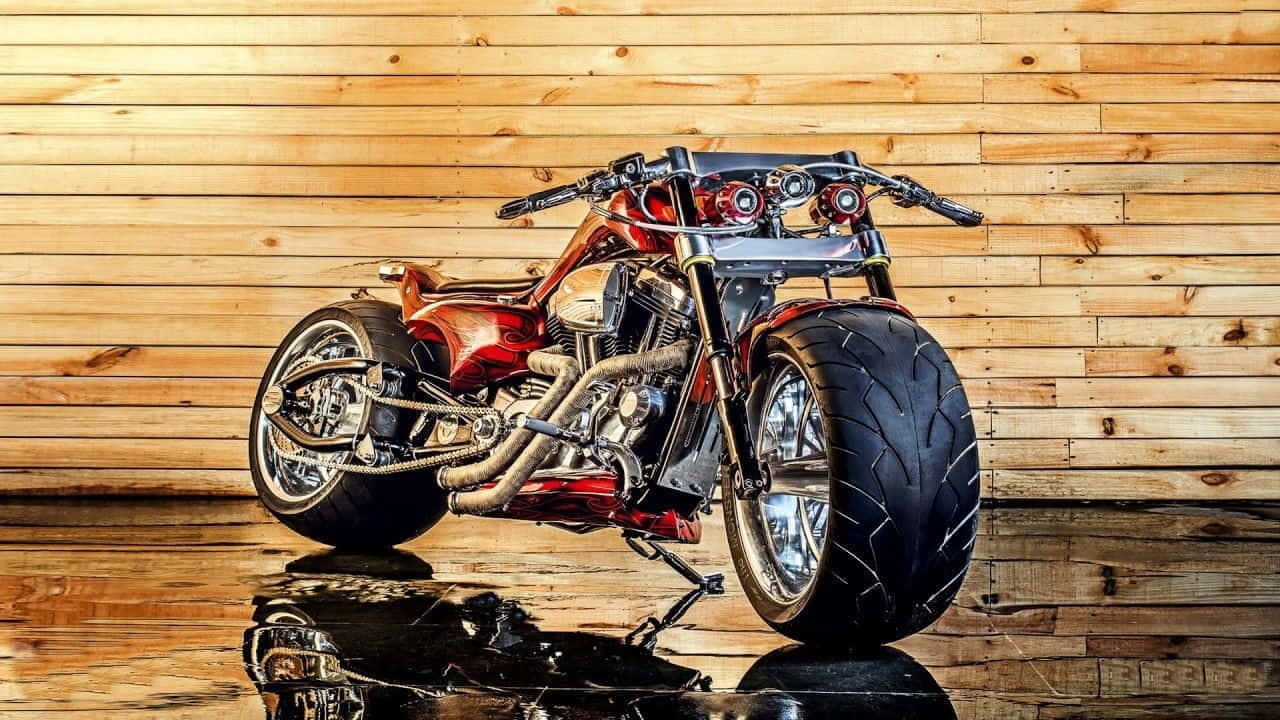 Custom Motorcycle Artistic Wooden Backdrop Wallpaper