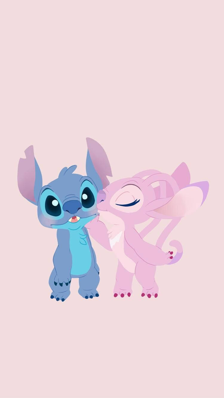 Cute Aesthetic Stitch With Angel Wallpaper