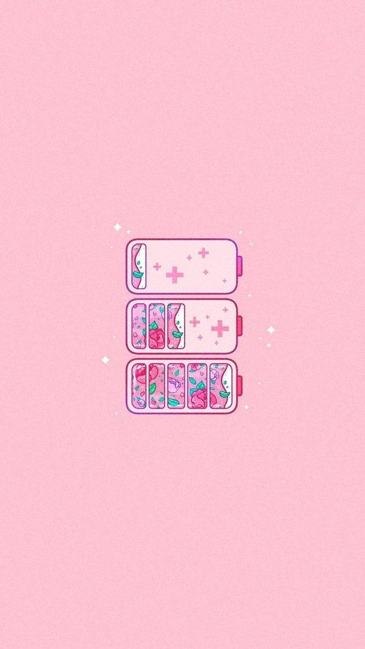 Cute And Pink Battery Bar Background Wallpaper