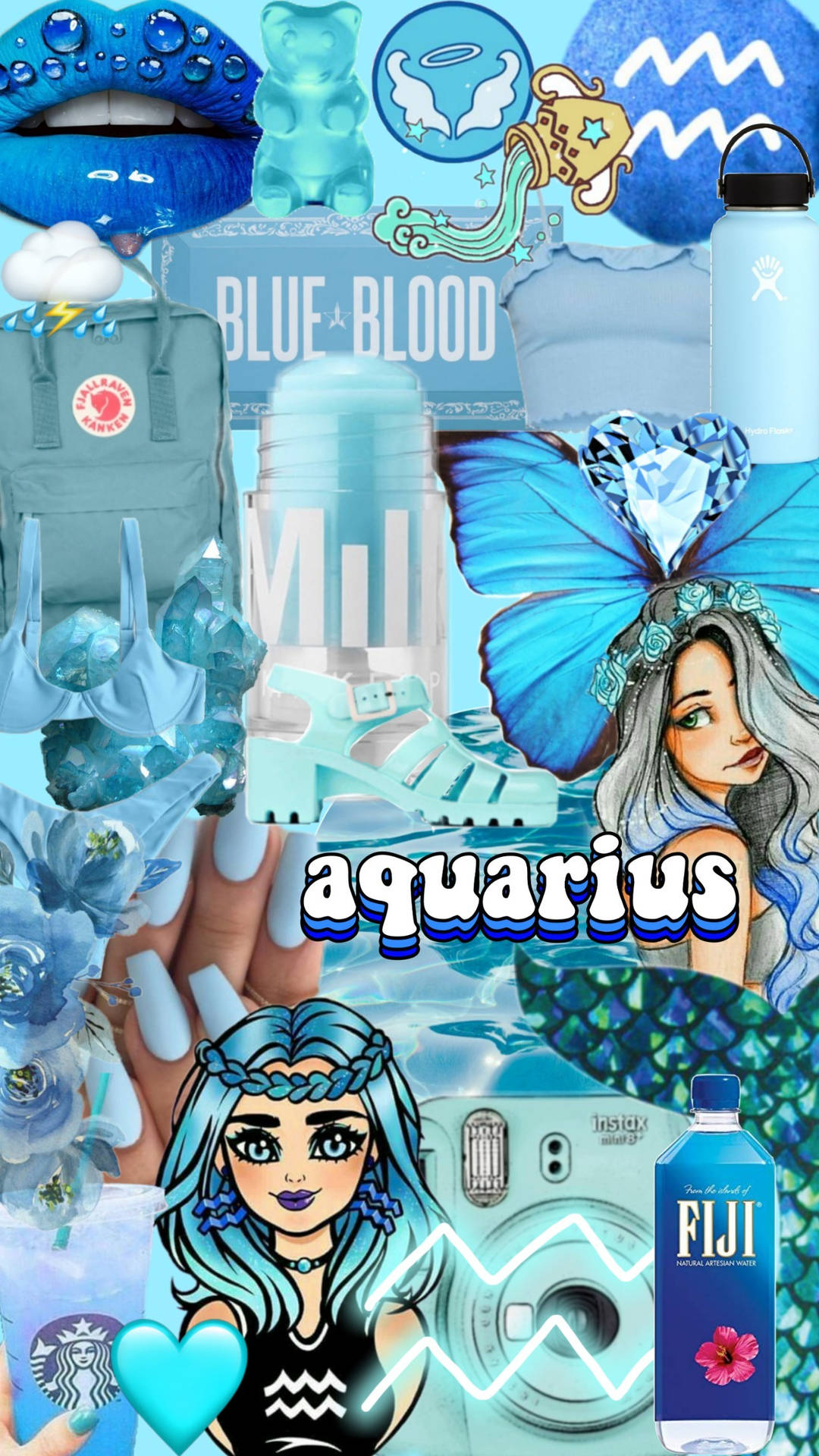 Cute Aquarius Blue Girl Wallpaper